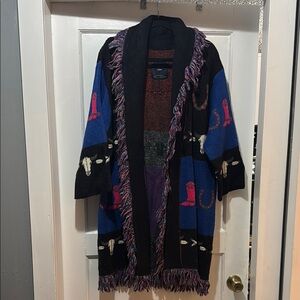 Zara Blue and Black Cape Sweater